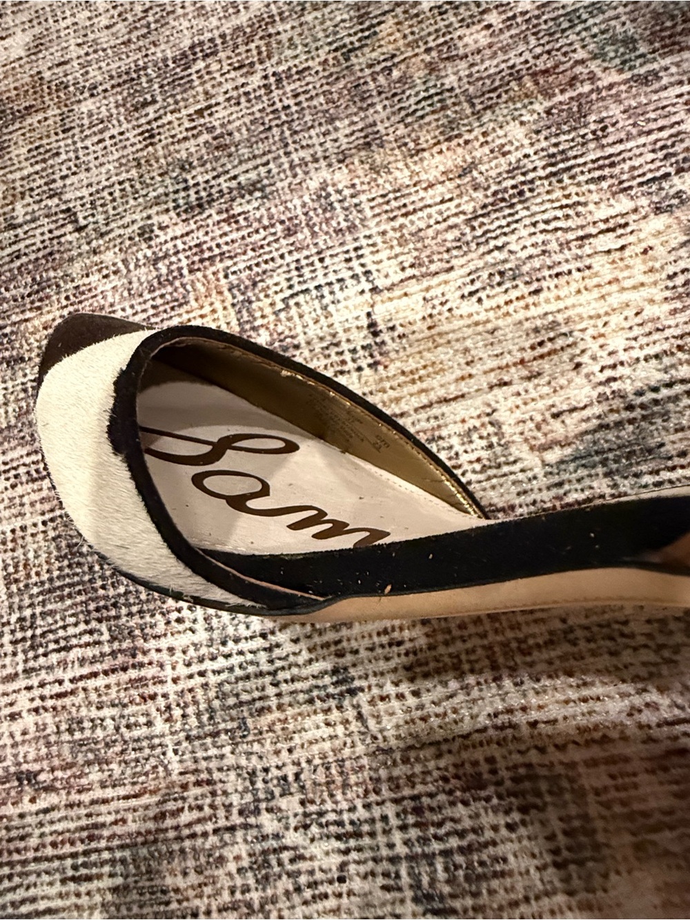Sam Edelman Leather Cow Print Calf Hair Ankle Strap Pointed Toe Heels Size 6 - Picture 8 of 8